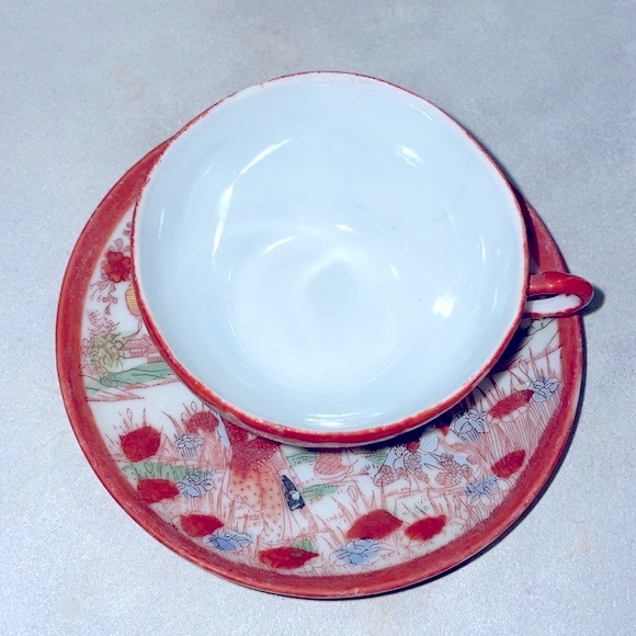 Antique Porcelain Hand Painted Cup & Saucer Early 1900’s Japanese Geisha Scene - Picture 5 of 10